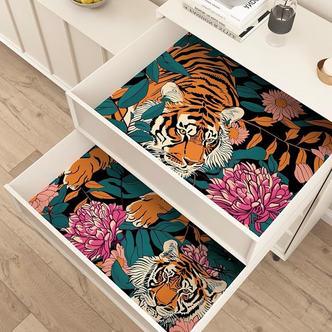 BOKEBEVE Extra Long Tiger Stick and Peel Wallpaper Vintage Floral Contact Paper