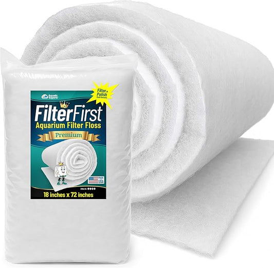Aquatic Experts Aquarium Filter Floss for Fish Tank Filters - FilterFirst Aquarium Filter Pad - Media Roll for Crystal Clear Water, 3/4" - 1" Thick (18 Inch Wide, 72 Inch Long)