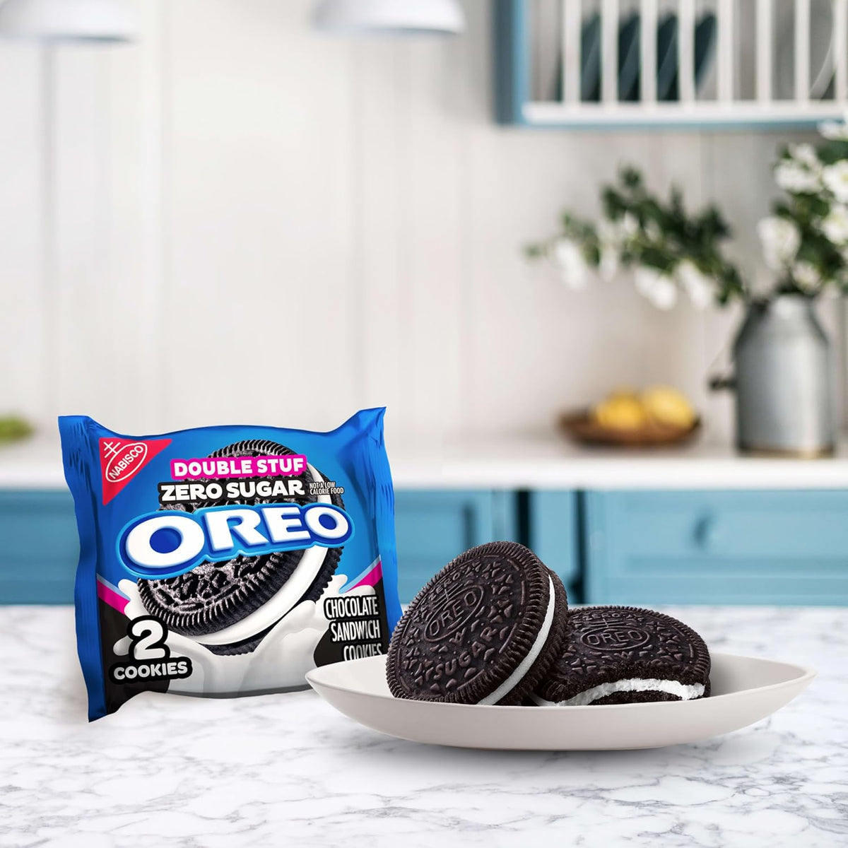 OREO Zero Sugar and OREO Double Stuf Zero Sugar Chocolate Sandwich Cookies Variety Pack, 20 Snack Packs (2 Cookies Each)