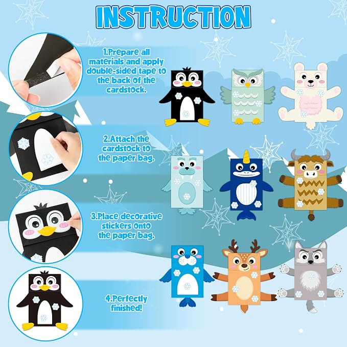 WATINC Hand Puppet Making Kit, Paper Sock Puppet Toys for Kids (Polar) | 9 Styles, Make Your Own Storytelling & Role Play Crafts, Creative Group Activity, Party Favors & Gifts for Kids Ages 4-8