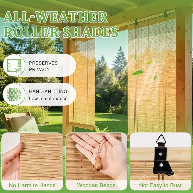 Bamboo Blinds 32x64 inch Bamboo Roman Shades