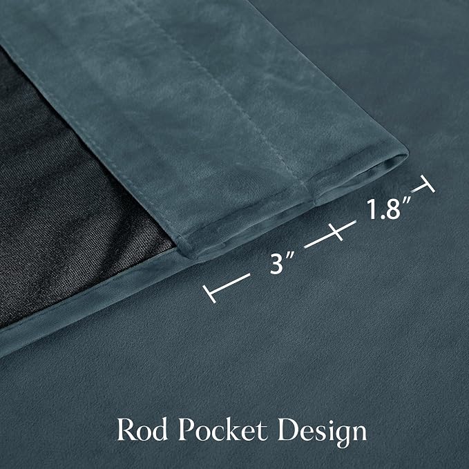 NICETOWN Blue Velvet Curtains 120 inches