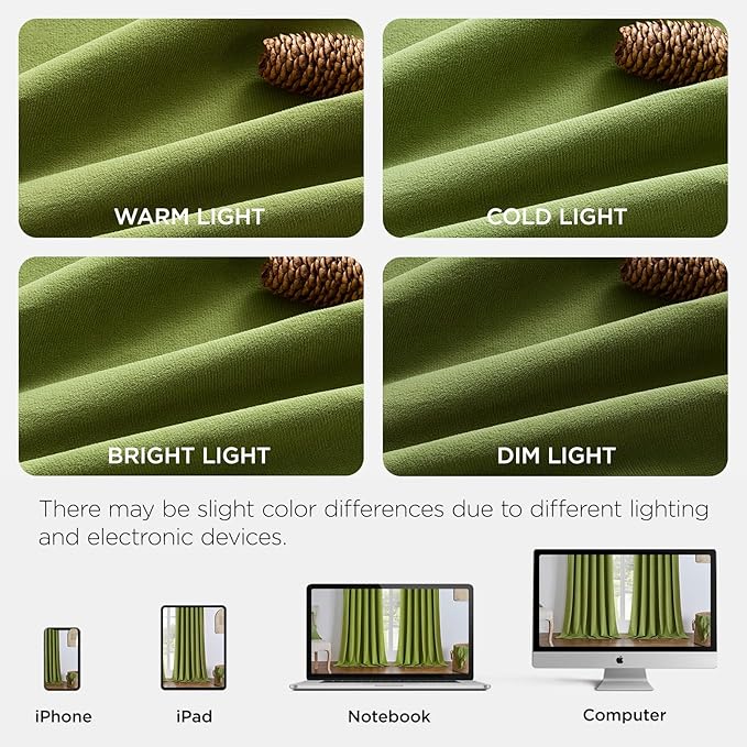 Joydeco Moss Green 100% Blackout Curtains 108 Inch 2 Panels, Luxury Thermal Green Velvet Curtains for Bedroom Living Room, Soundproof Blackout Window Drapes, Rod Pocket & Back Tab (52W x 108L)