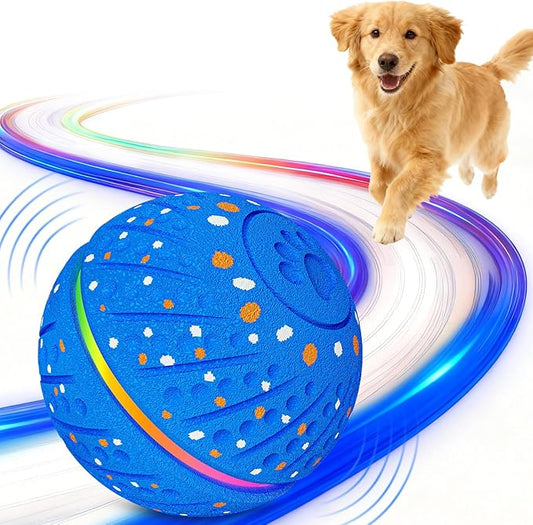 Interactive Dog Toys Ball - Smart Moving Bouncing Dog Ball with Colorful Lights, E-TPU Material, 3 Play Modes Automatic Rolling Dogs Toy for Small Medium Dogs Keep Them Busy(Blue)