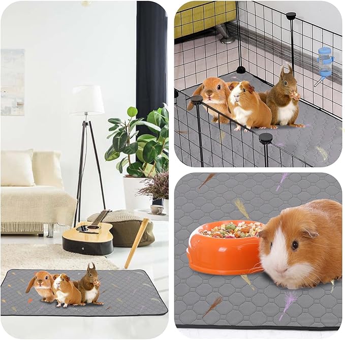 2Pcs Guinea Pig Cage Liners,Guinea Pig Fleece Cage Liners42''X42'' Super Absorbent Washable Pee Pads Reusable for Rabbit Hamster Chinchilla
