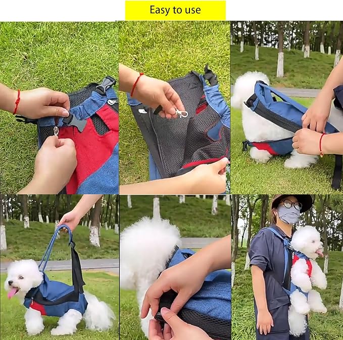 Lightweight Pet Backpack Carrier for Small Dogs & Cats - Easy-Fit Adjustable Straps, Basic Legs-Out Design, Durable for Daily Use (Fits Pets Under 15lb) (Red-White Color-Blocked, XX-Large)