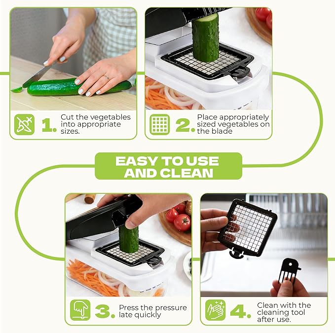 17-in-1 Multi Functional Vegetable Chopper with Multiple Blades - Veggie Chopper, Onion Chopper, Food Chopper with Container, Includes Peeler, Cut-Resistant Glove, Dicer, Mandoline Slicer for Kitchen