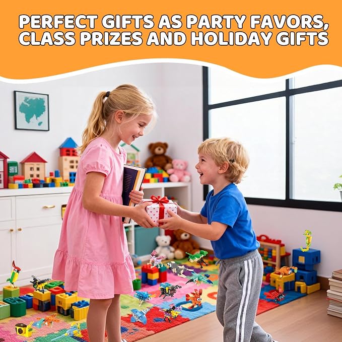 Mini Building Blocks Sets Party Favors for Kids 4-8, 36 Packs | Small Animal Building Block Sets, Treasure Box Prizes, Pinata Stuffers for Kids, Prize Kids Classroom, Goodie Bag Stuffers