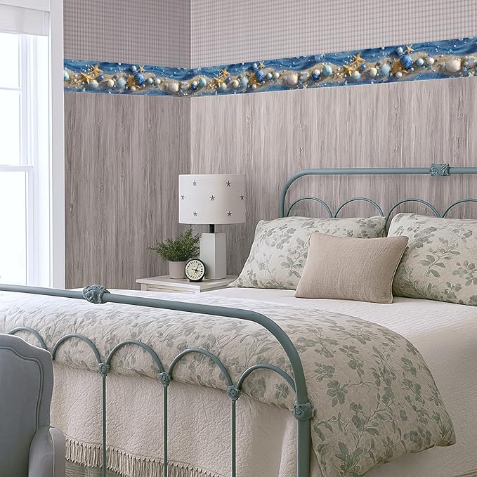 Ocean Starfish Wall Border 196x4 Inch Peel and Stick Coastal Beach Seashell