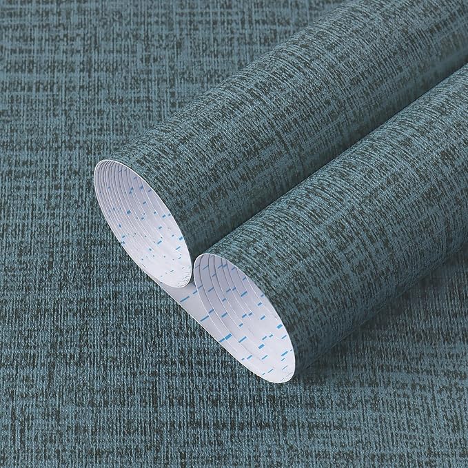 Guvana Grasscloth Peel and Stick Wallpaper Blue Textured Contact Paper Modern