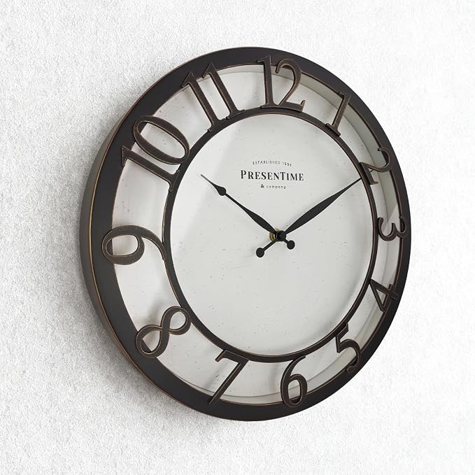 Presentime & Co 13" Farmhouse Series Wall Clock, Vintage Style, Retro Clock