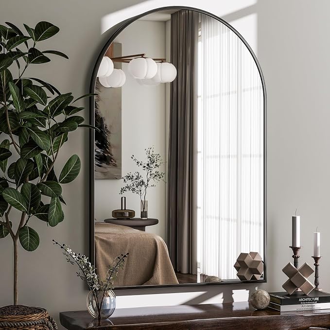 HARRITPURE Arched Wall Mirror – 26"x38" Arch Bathroom Mirror Metal Frame Vanity
