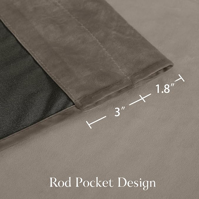 NICETOWN Taupe Velvet Curtains 84 inches Long