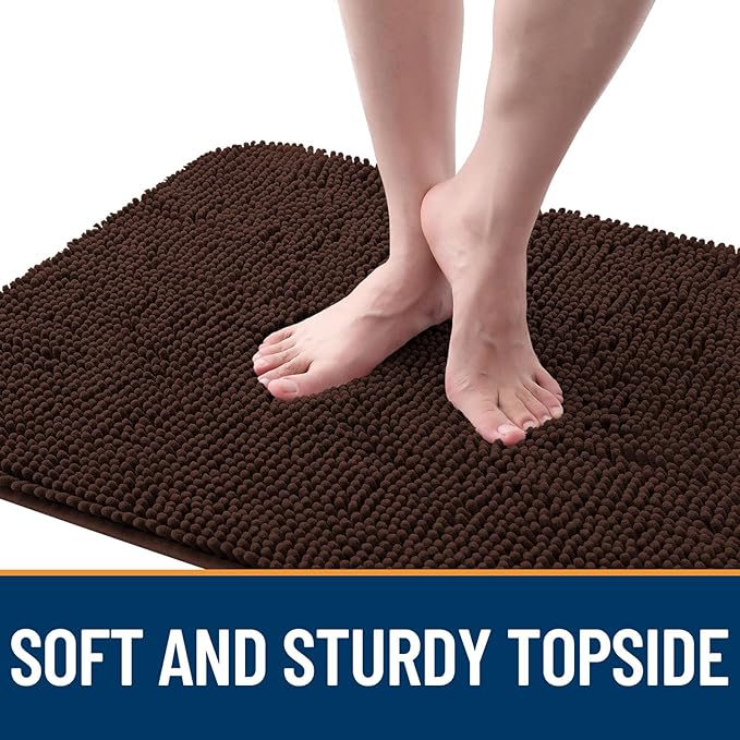 OLANLY Dog Door Mat Set 2-Piece 36x24, Absorbs Moisture and Dirt, Absorbent Non-Slip Washable Doormat, Quick Dry Chenille Mud Mat for Dogs, Entry Indoor Entryway Carpet for Inside Floor, Brown