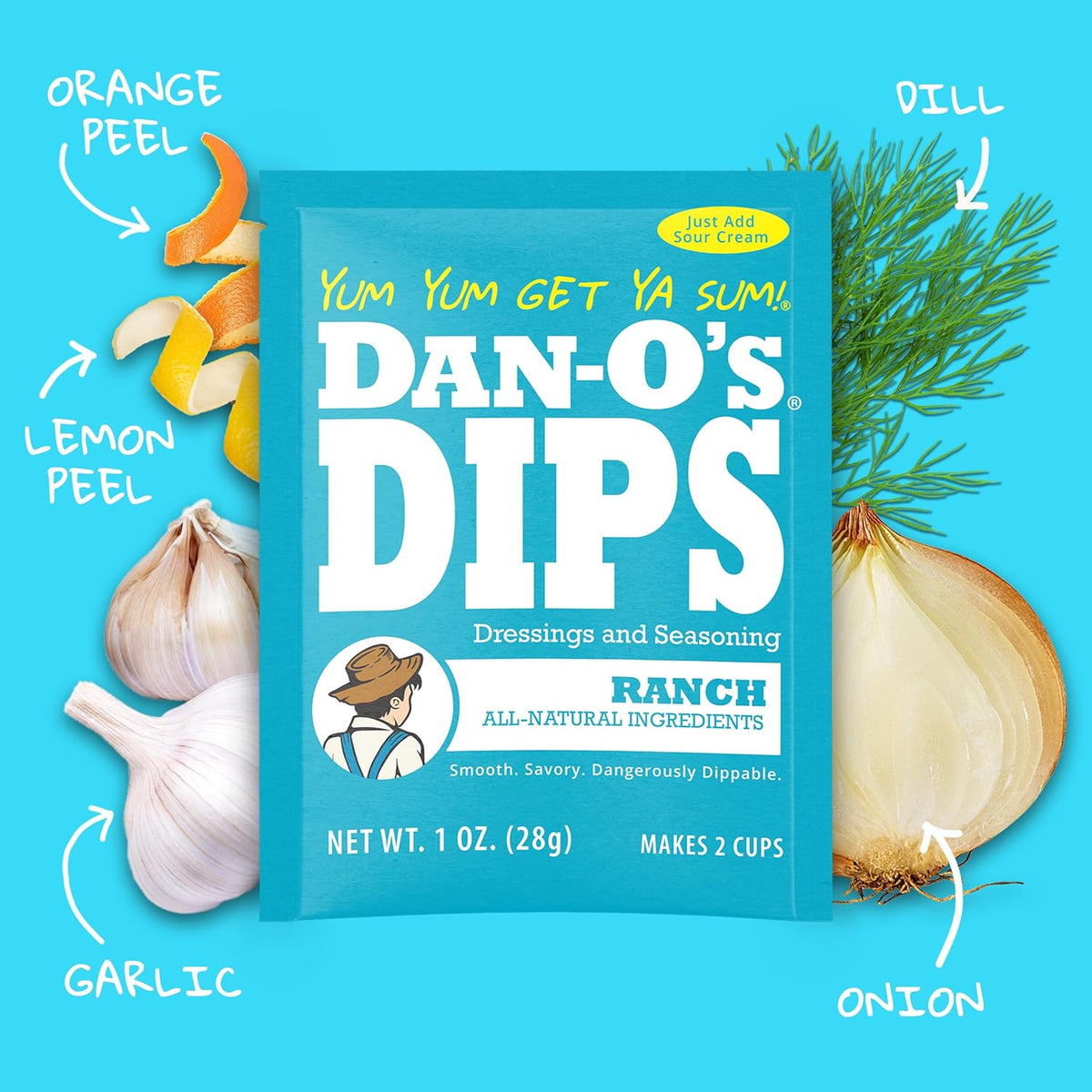 Dan-O’s Dips Variety Pack (8 Pack) – Ranch, Mexi-Ranch, French Onion & Dill Dip Mixes – All-Natural Seasoning Packets – Just Add Sour Cream or Greek Yogurt – No Artificial Ingredients