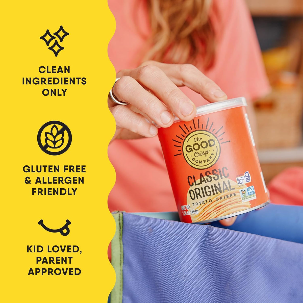 The Good Crisp Company Minis Original Gluten-Free Potato Chips, 1.6 Oz Cans (Pack of 12), Non-GMO, Allergen Friendly, Potato Chip Snack Pack