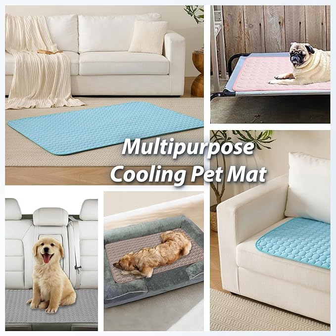 MICROCOSMOS Summer Cooling Mat & Sleeping Pad- Water Absorption Top, Materials Safe, Easy Carry, EZ Clean. Keep Cooling for Pets, Kids and Adults.(Brown, 24" x18")