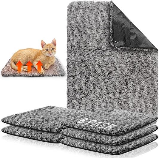 6 Pack Self Warming Cat Pads 18 x 24 Inch Self Heating Dog Mats Extra Warm Thermal Pet Bed Washable Pet Crate Mat Blanket Removable Cover Non Slip for Indoor Outdoor (Grey)
