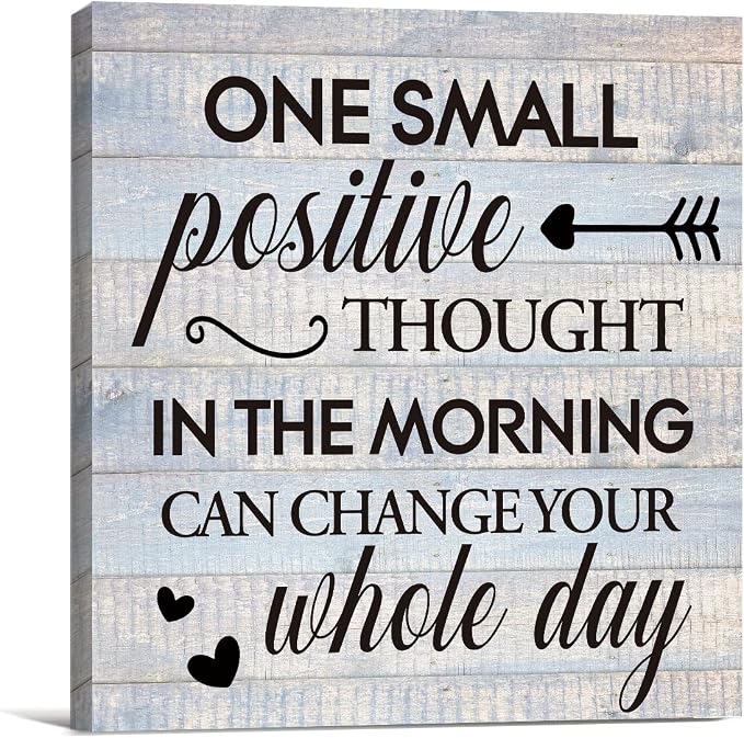 Inspirational Farmhouse Canvas Print Wall Art Decor One Small Positive Thought