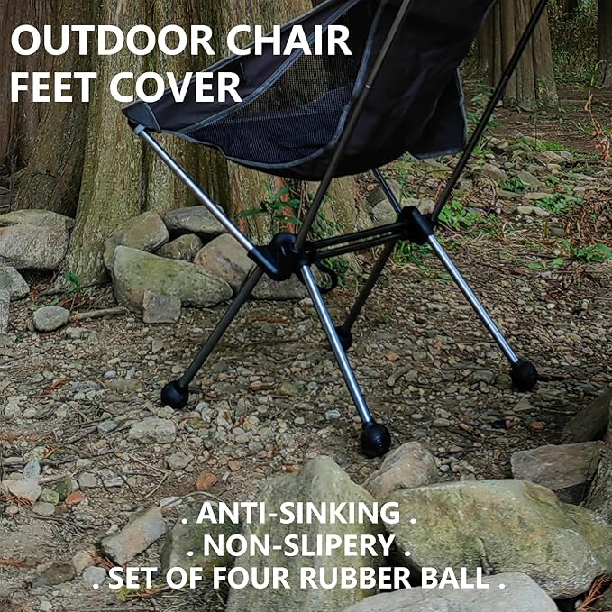 Fits 18mm Legs Camping Chair Anti Sink Rubber Ball Feet Anti Slipery Set of 4 Outdoor Chair Leg Cap Fishing Hiking Uneven Floor Portable with A Mesh Sport Bag