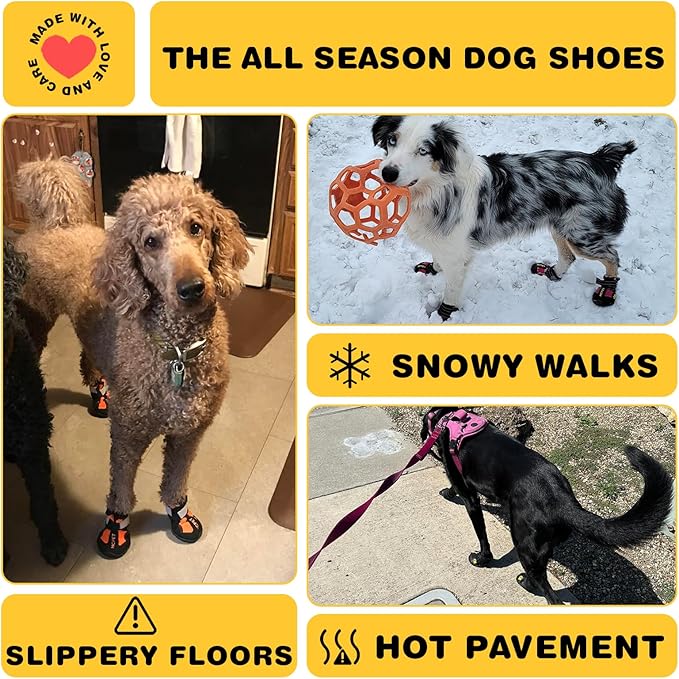Hcpet Dog Shoes, Dog Boots for Large Dogs, Breathable Dog Booties Paw Protector for Summer Hot Pavement, Winter Snowy Day, Outdoor Walking, Indoor Hardfloors Anti Slip Sole Pink Size 7