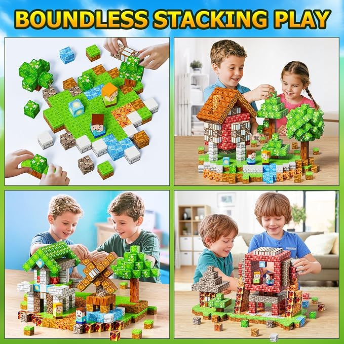 Magnetic Blocks,150PCS Magnetic Building Cube Game,Magnet Blocks Tiles Constructions Toys,STEM Educational Building Blocks for Kids,Christmas Birthday Gifts for Boys and Girls Age 3+ Years Old