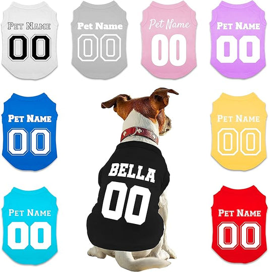 Customized Dog Jersey Shirt, Breathable Doggy Football Tee, Lightweight Sleeveless Vest Pet Clothes Personalized Pet Shirt Custom with Name/Text/Photo/Logo（Custom Dog Jersey）