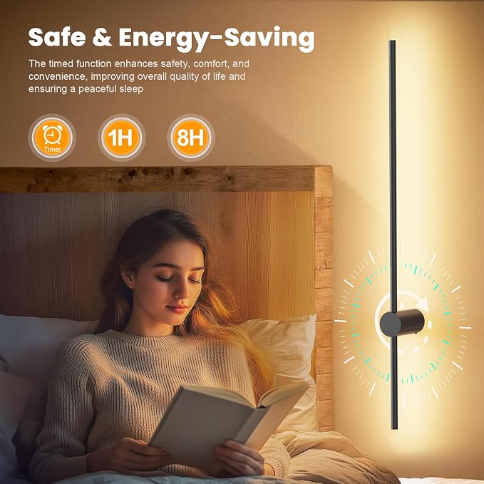 NIORSUN 35.4 Inch Battery Operated Wall Sconce Set of 2, 10 Colors Dimmable