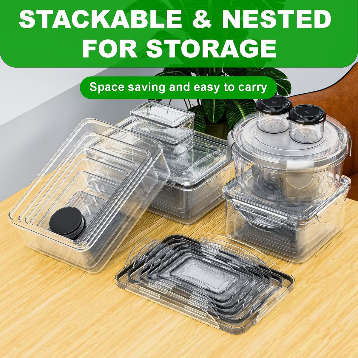 54 Pcs Food Storage Containers with Lids Airtight, (27 Containers &27 Lids) Reusable BPA-Free Plastic Food Containers for Kitchen Organization, Leak Proof Freezer/Microwave Safe Meal Prep Lunch Boxes