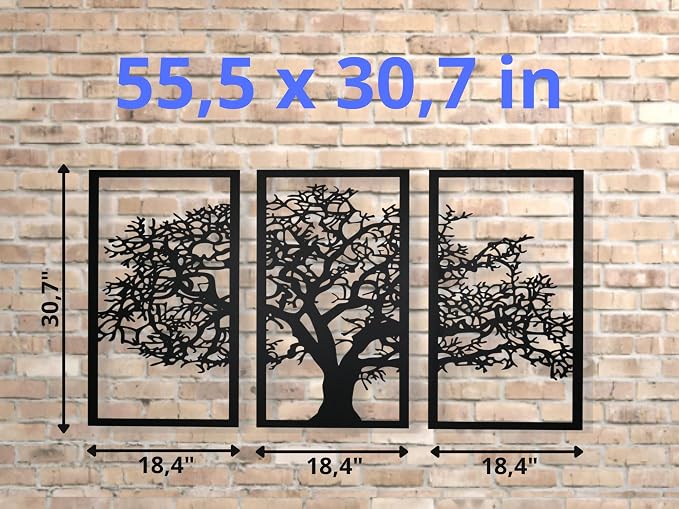 VAILLA Tree of Life Wall Art Decor Set of 3 Wall Hanging Sculpture Modern Wall