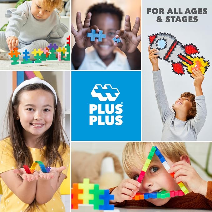 PLUS PLUS Travel Case, 100 Piece Glow Mix - Mini Waffle Blocks for Kids | Stem Toys, Airplane Travel Essentials for Kids, Classroom Must Haves, Gifts for Boys & Girls, Sensory Bin Filler