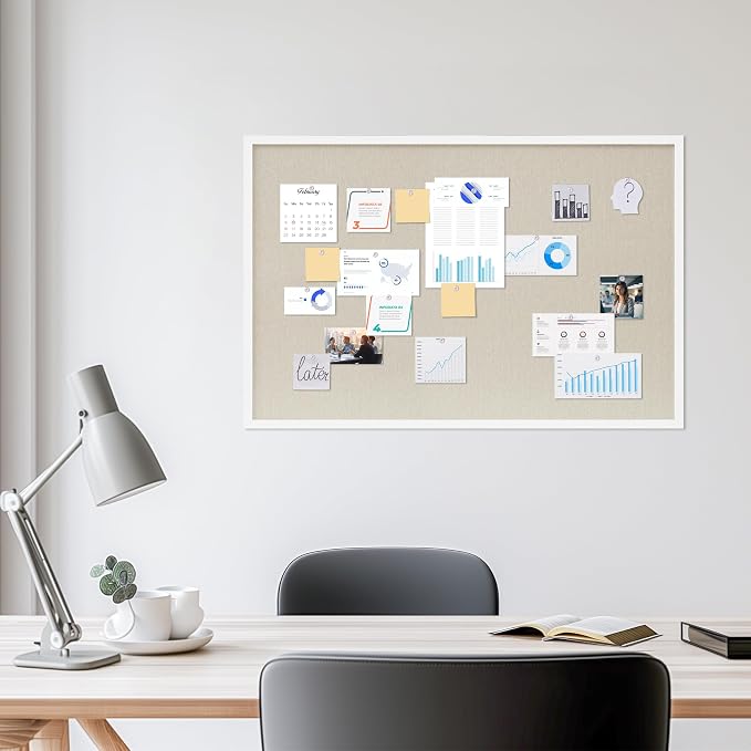 DAHAPYBOO Cork Board with Linen White 2Pack, Bulletin Board 36"x24" Hanging