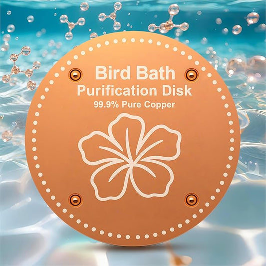 Bird Bath Purification Disk Pure Copper Outside Winter Solar Power Birdbath Wild Hummingbird Pedestal Fountain Cleaner Humming Feeder Cage Dispenser Heater Ground Safe Garden Lover Women Gift