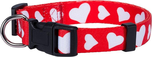 Native Pup Valentine’s Dog Collar- Valentines Day Pet Collars- Valentine Girly Hearts- Pink Red Heart- Cute Boy Girl Puppy Gift- Adjustable for Small, Medium, Large Breeds (Red Heart, Large)