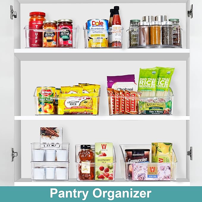 Sorbus Fridge Organizer on Wheels - Rolling Fridge Organizers and Storage Clear Design with Dividers & Handles for Kitchen Organization and Storage - Refrigerator Organizer Bins & Pantry Storage Bins