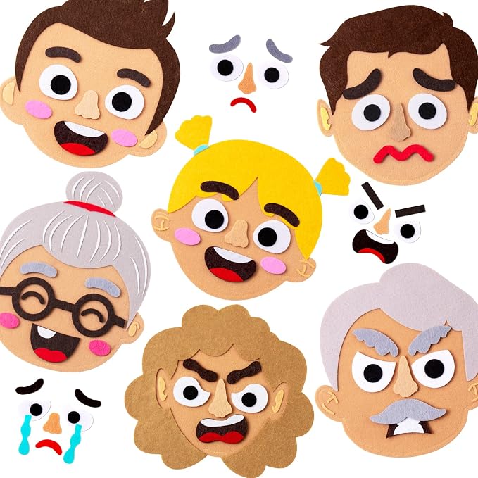 Craftstory 116 Pcs Feeling & Emotions Busy Board Sensory Toys for Toddlers - 6 Family Face Boards Social-Emotional-Learning-Games, Kids Autism Speech Therapy Materials, Gifts for Boys Girls Age 3+