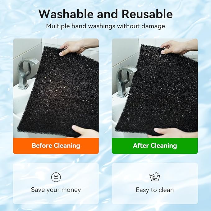 Aquarium Filter Sponge Pad, Filter Media Foam Sponges, Filter Accessories for Fish Tanks and Ponds (18.5"x18.5"x1.6", 35PPI, 2 Pack)