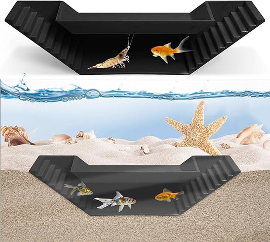 Aquarium Underground Tunnel Small Fish Cave Hideout with 2 Entrances Under Gravel Viewing Shrimp Tunnel Plastic Fish Tank Decoration (Black)