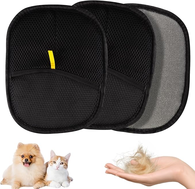 3 PCS Pet Hair Remover Electrostatic Gloves, Pet Hair Removal Gloves, Reusable Cat & Dog Hair Remover for Couch, Furniture, Carpet, Car Seat, Animal Fur Removal Tool, Cat Grooming Gloves