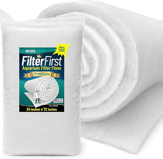 Aquatic Experts Aquarium Filter Floss for Fish Tank Filters - FilterFirst Aquarium Filter Pad - Media Roll for Crystal Clear Water, 3/4" - 1" Thick (24 Inch Wide, 72 Inch Long)