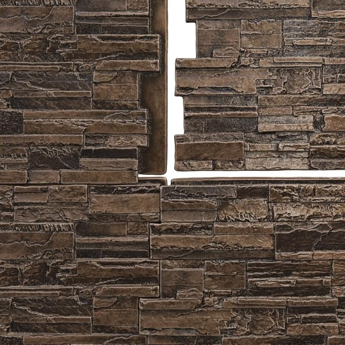 EverStone Cascade Faux Stone Panel, 48 5/8"W x 24 3/4"H x 1 1/4"D, Willow Peak