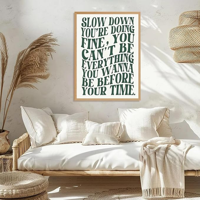 Green Wall Art Pop Music Vienna Lyrics Poster Slow Down Youre Doing Fine Canvas