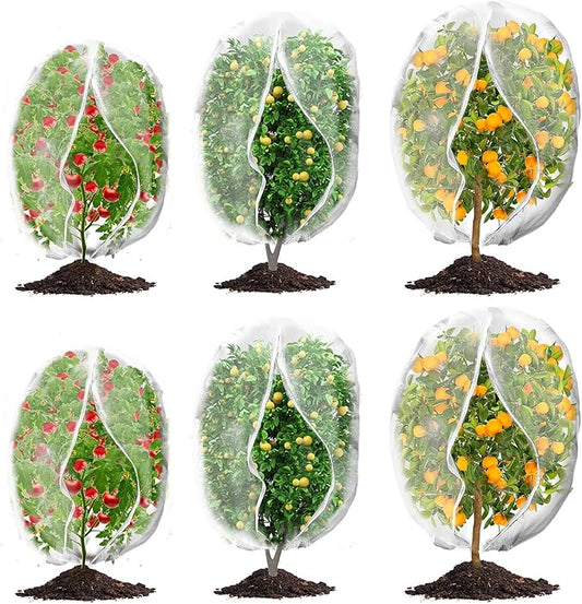 6Pcs Plant Covers from Insects, 3Size Bird Netting Barrier for Blueberry Bushes with Drawstring Zipper Mesh Garden Netting Plants Bags for Protect Fruits Tree Tomato Vegetable 2.6×3.3, 3.3×5, 4×5Ft