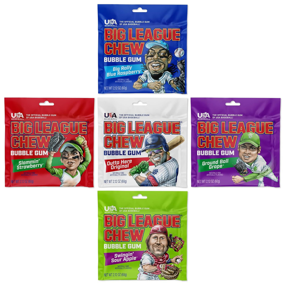 Big League Chew Bulk Variety Pack of 7 – Classic Baseball Bubble Gum Bulk with 7 Flavors for Teams and Parties, Dugout Snacks & Gifts – Nostalgic Candy Bubblegum