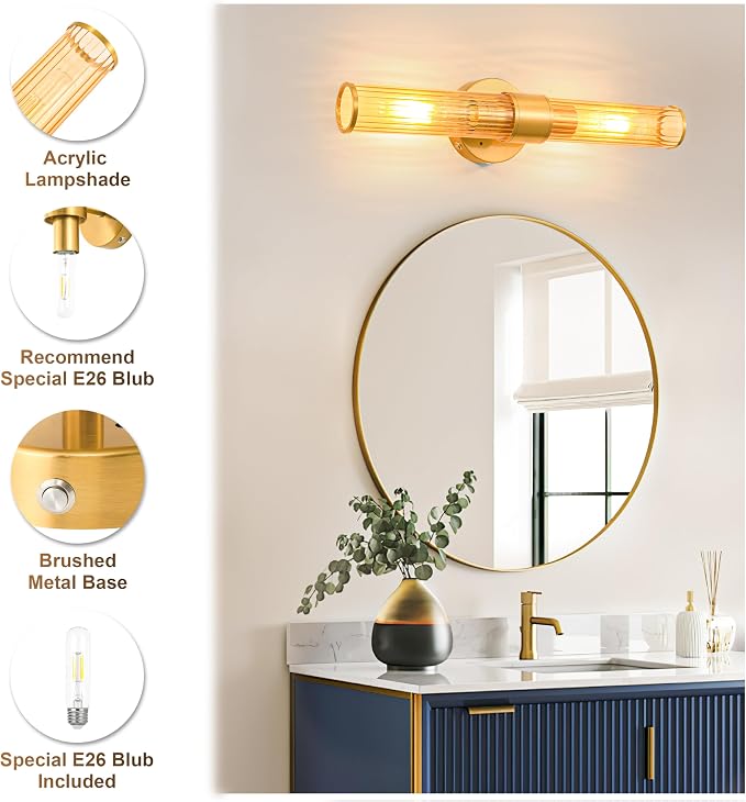 Morauroral Gold Battery Operated Wall Sconces Set of 2, Rechargeable Wall Lights