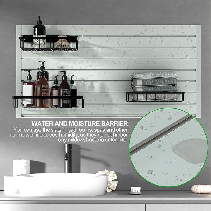 RELIANCER PVC Slat Wall Panels, 4ft by 2ft Garage Wall Organizer Storage System