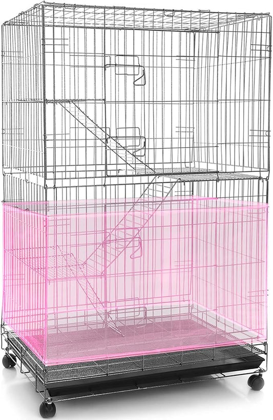 Shappy Large Bird Cage Seed Catcher,Bird Cage Cover Net Skirt Guard,Adjustable Soft Airy Mesh Net for Parrot Parakeet Macaw(118 x 15 Inch/ 300 x 37 cm,Light Pink)