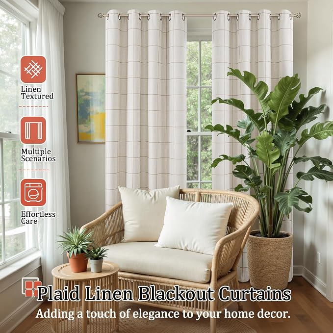 Lajode Linen Blackout Curtains for Living Room