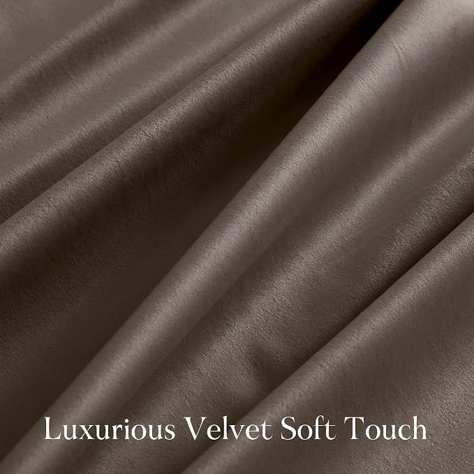 NICETOWN Taupe Velvet Curtains 108 inches Long