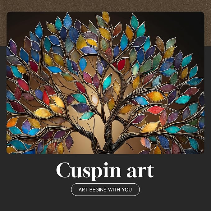 Framed Square Tree of Life Wall Art, Modern Contemporary Tree Painting Prints